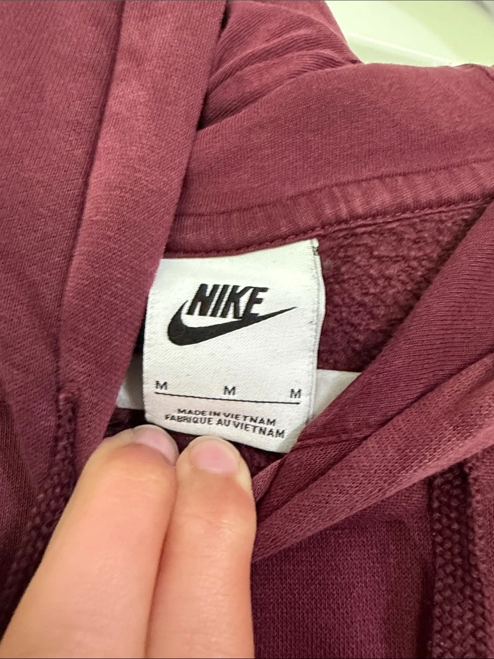 Nike women’s Burgundy Crewneck Hoodie with White Logo